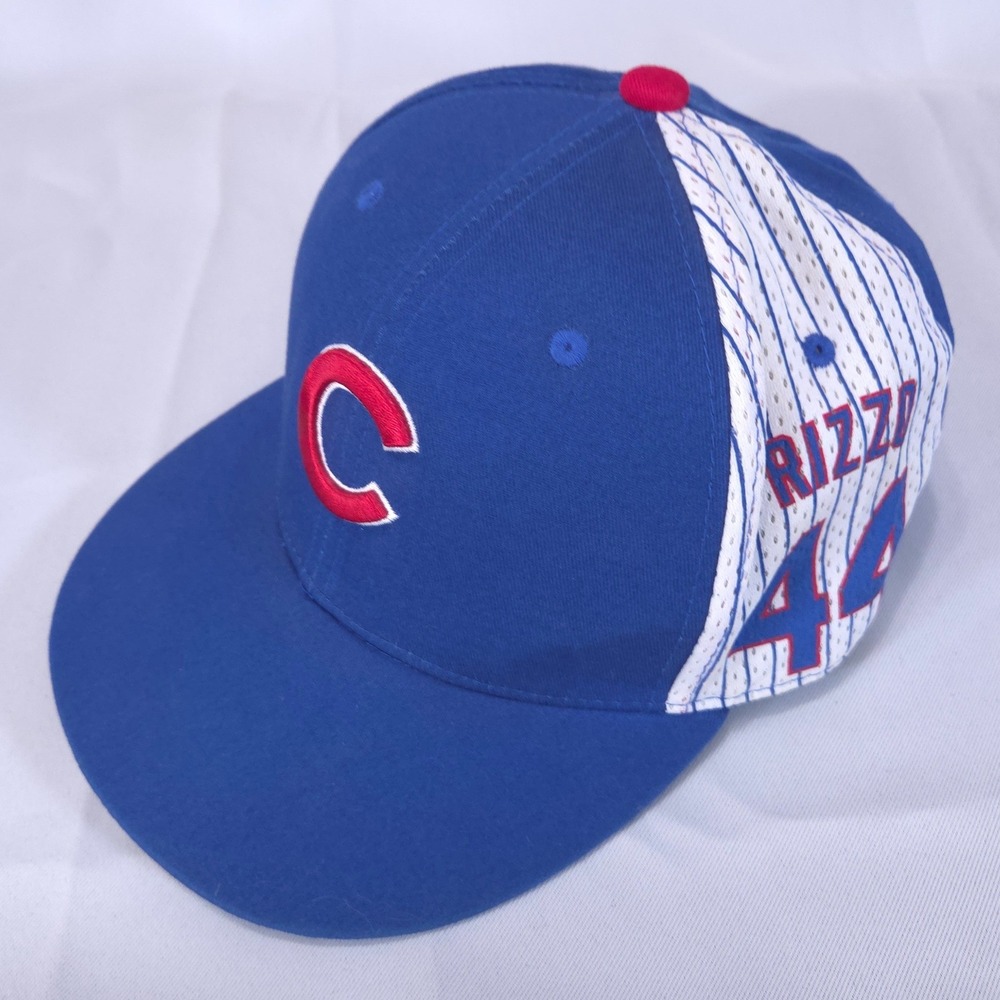 Chicago Cubs Anthony Rizzo 44 Snapback Hat Melonwear Photo Bill Pinstripe Cap